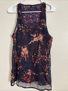 a.n.a Tank Top Dark Floral Blouse Size Large